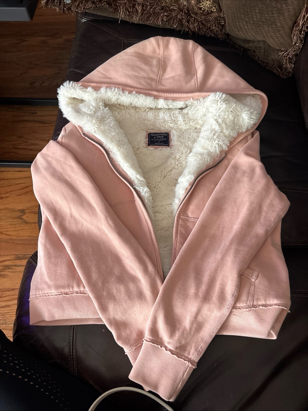 Abercrombie & Fitch Pink Sherpa-Lined Hoodie Jacket